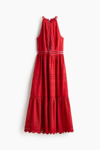 H & M - Eyelet-Embroidered Cutout Dress - Red | H&M (US + CA)