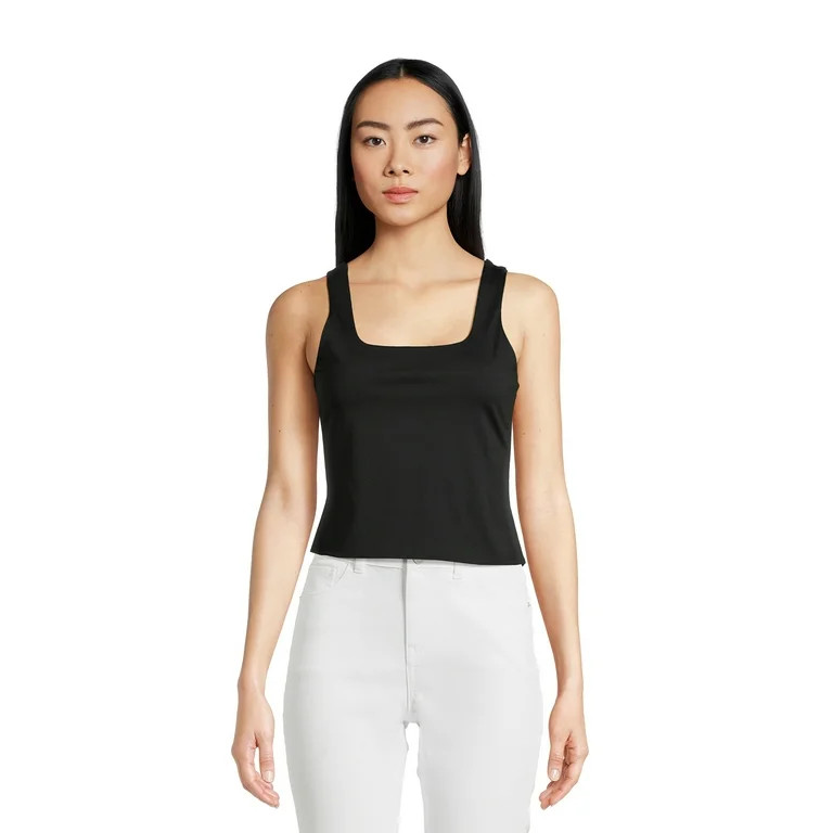 No Boundaries Juniors' Double Layer Square Neck Tank Top, Sizes XS-XXXL | Walmart (US)