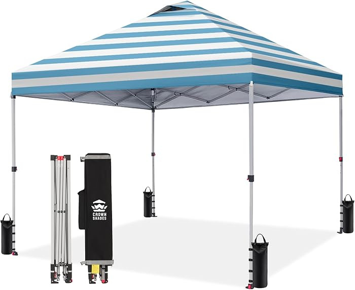 CROWN SHADES 10x10 Pop Up Canopy - Beach Tent with One Push Setup - Easy Outdoor Sun Shade for Ev... | Amazon (US)