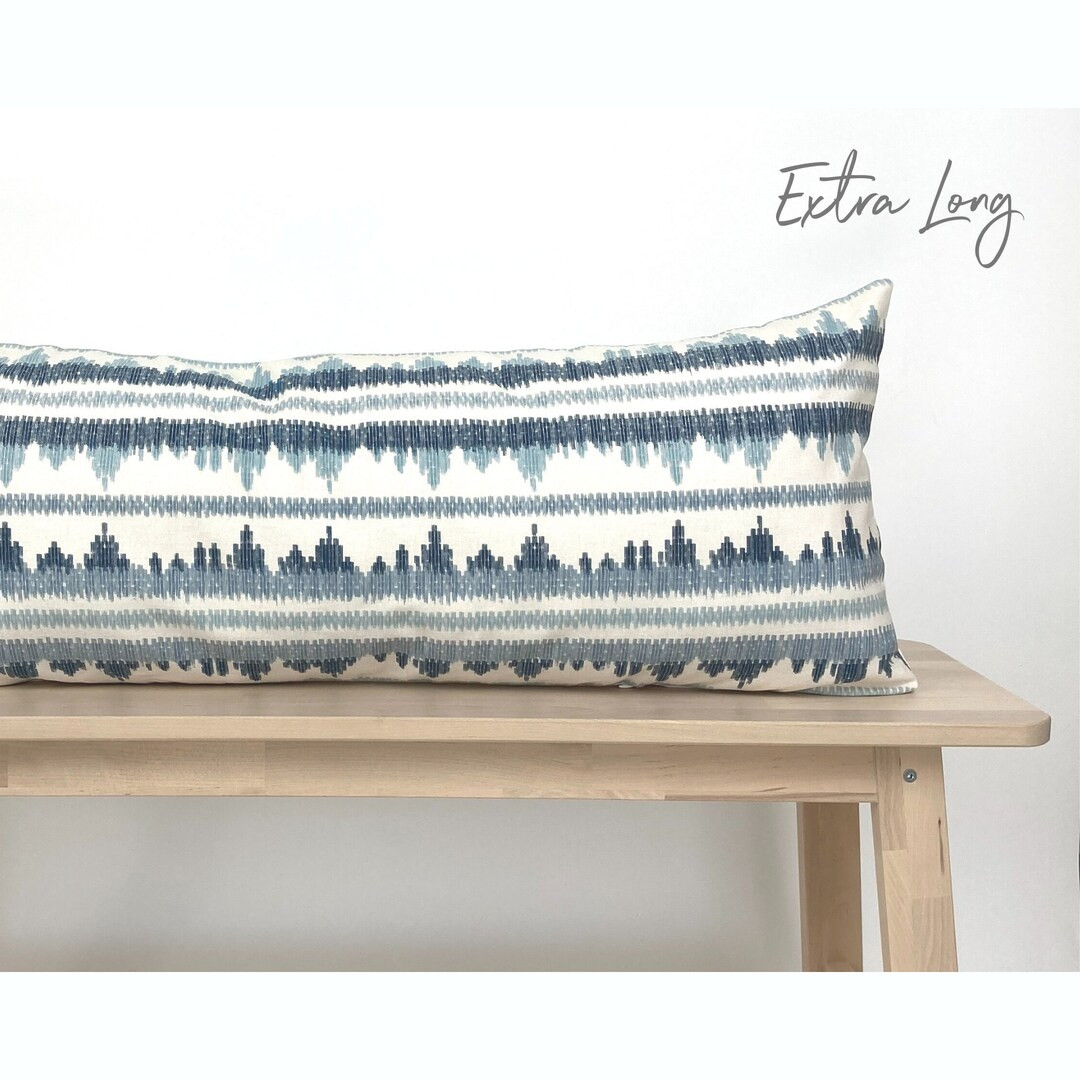 Extra Long Lumbar Blue Pillow Cover King Bed Lumbar Pillow - Etsy | Etsy (US)