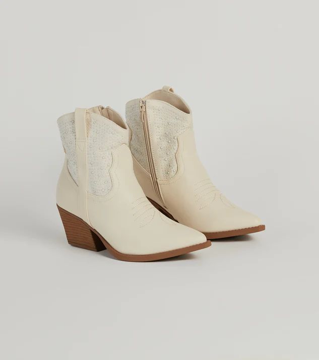 Western Glam Pearl Detail Ankle Booties | Windsor Stores