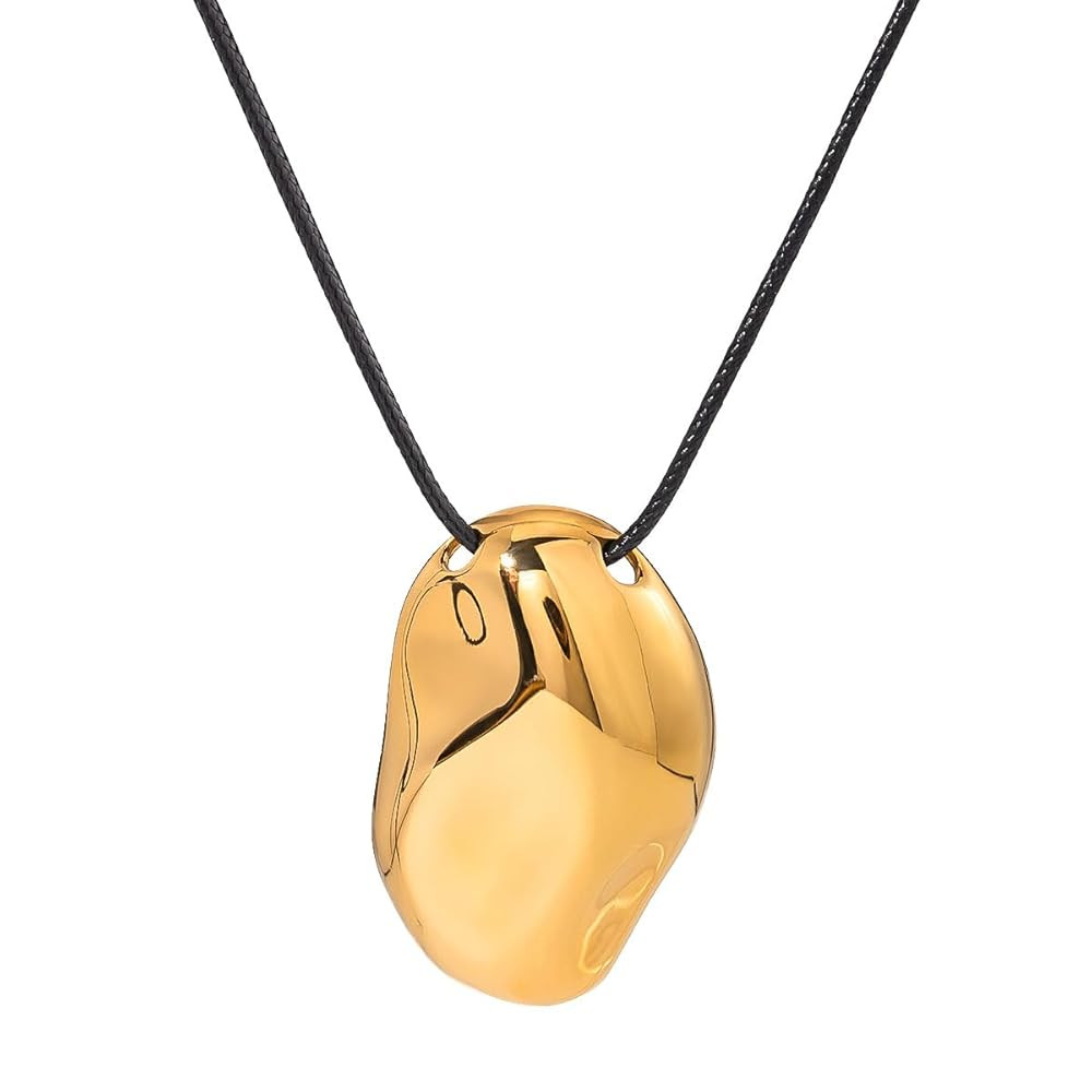 Black Cord Necklaces for Women And Men Leather Black Cord Gold Pendant Necklace Women Statement N... | Amazon (US)