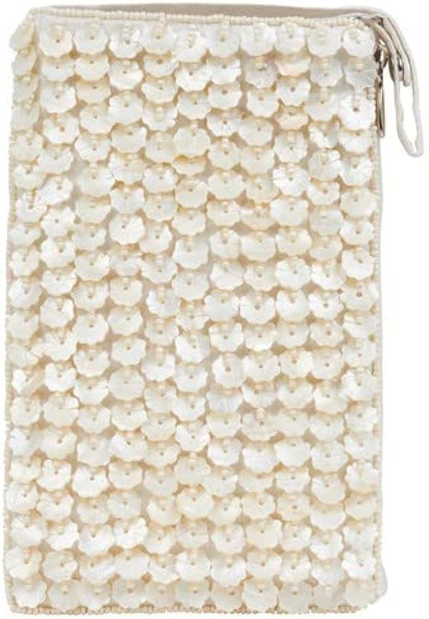 Bamboo Trading Company SHB472 Capiz Flower Club Bag, 7-inch Height, White | Amazon (US)