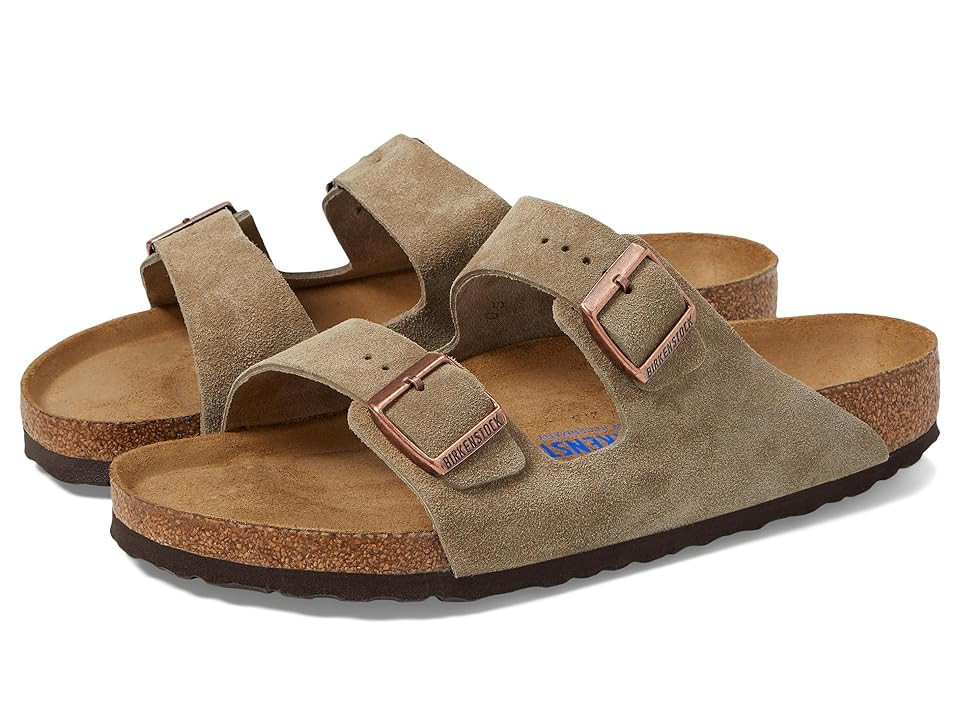 Birkenstock Arizona Soft Footbed - Suede (Unisex) Sandals Taupe Suede : EU 44 (US Men's 11-11.5) Regular | Zappos