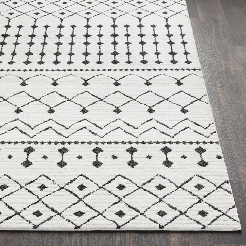 Junious Geometric Black/Charcoal/White Area Rug | Wayfair North America
