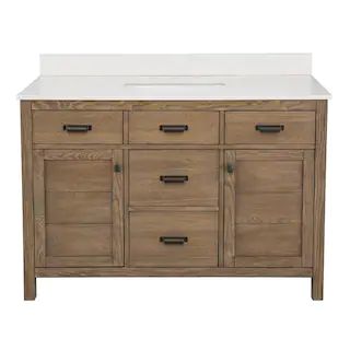 Home Decorators Collection Stanhope 49 in. Reclaimed Oak Single Vanity with Crystal White Enginee... | The Home Depot