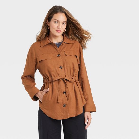 Women's Linen Utility Shirt Jacket - A New Day™ | Target