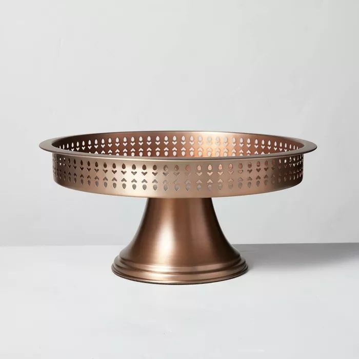 Decorative Notch Metal Cake Stand Antique Copper - Hearth & Hand™ with Magnolia | Target