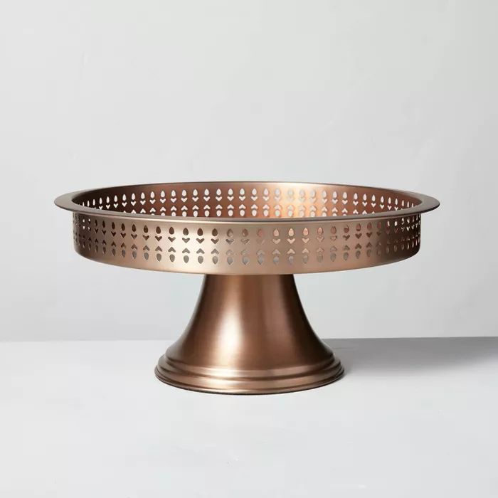 Decorative Notch Metal Cake Stand Antique Copper - Hearth &#38; Hand&#8482; with Magnolia | Target