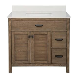 Home Decorators Collection Stanhope 37 in. W x 22 in. D Vanity in Reclaimed Oak with Engineered S... | The Home Depot