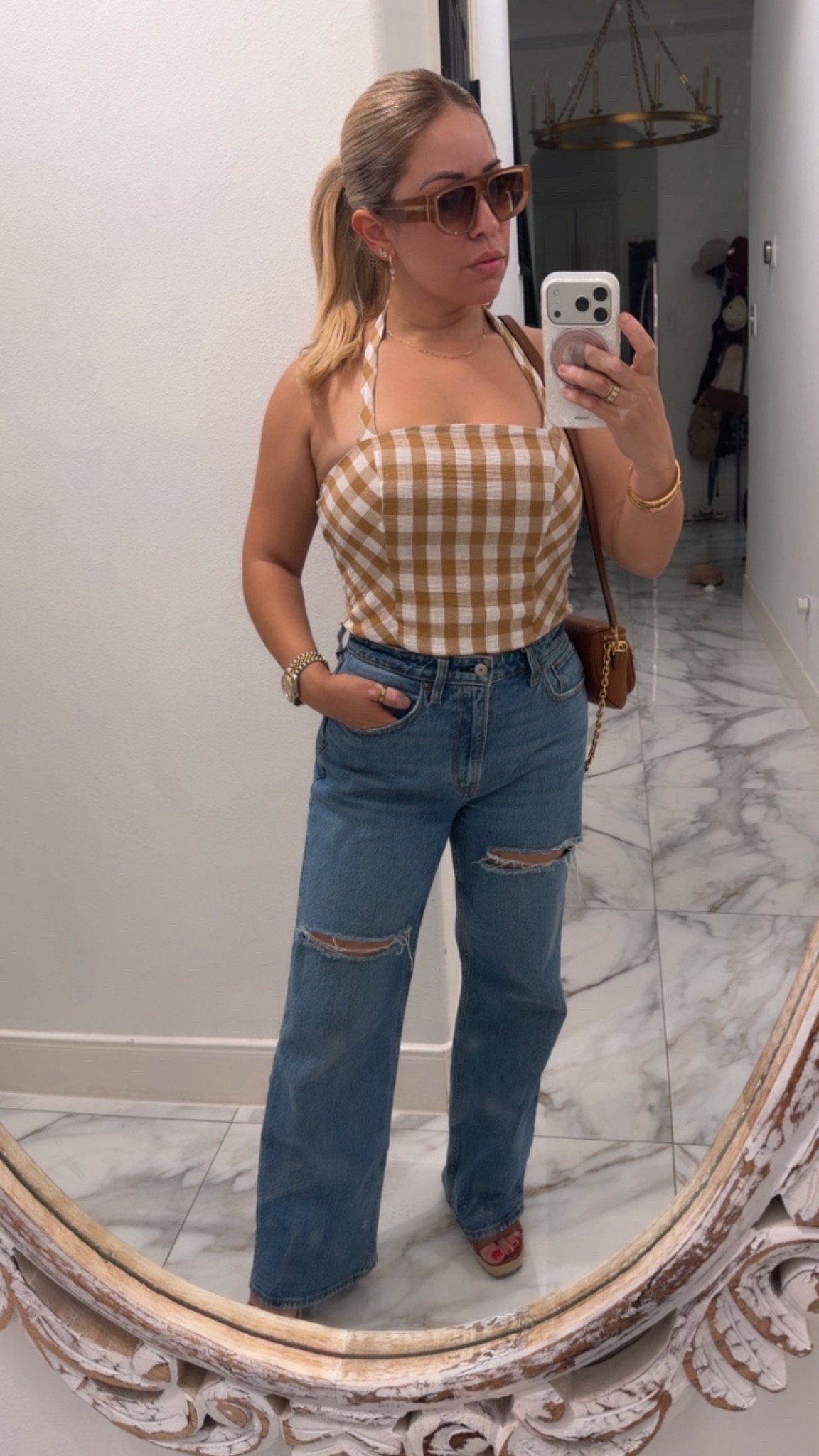 Casual denim and gingham look

#ginghamtop #casualdenimlook 

#LTKSeasonal #LTKU #LTKPetite