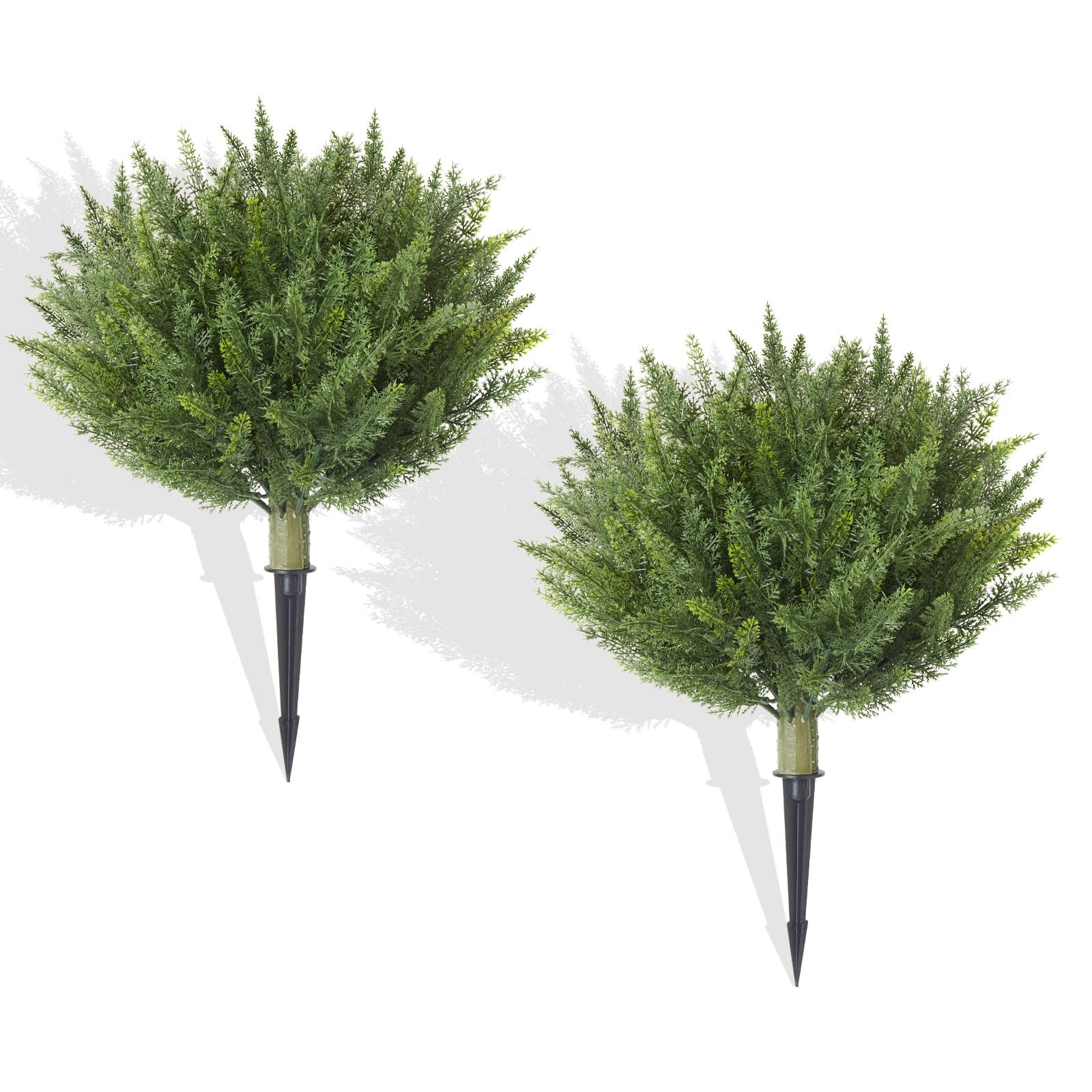 Set of 2 Artificial Cypress Christmas Topiary Shrubs, 20" UV-Resistant Faux Outdoor Plants with G... | Amazon (US)