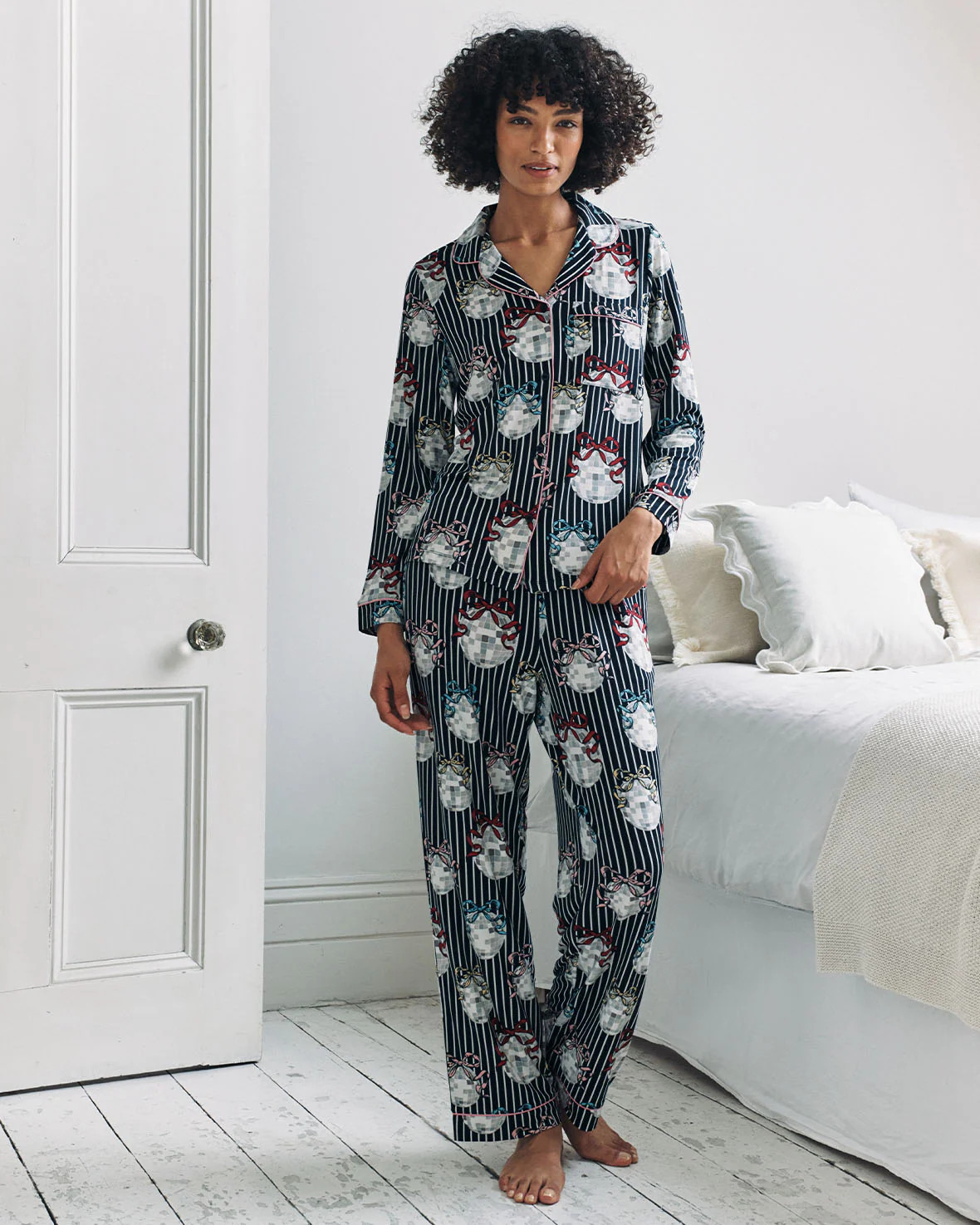 Disco Ball Print Long Pyjama Set | Chelsea Peers NYC