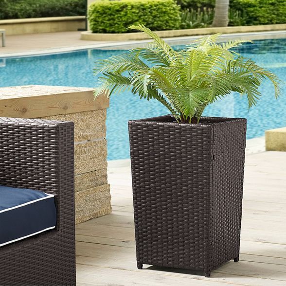 Palm Harbor Square Outdoor Wicker Planter Brown - Crosley | Target