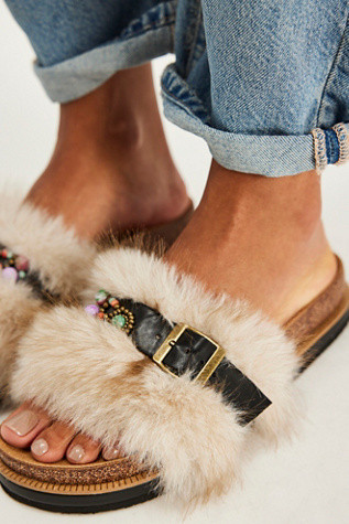 Frankie Faux Fur Slide Sandals | Free People (Global - UK&FR Excluded)