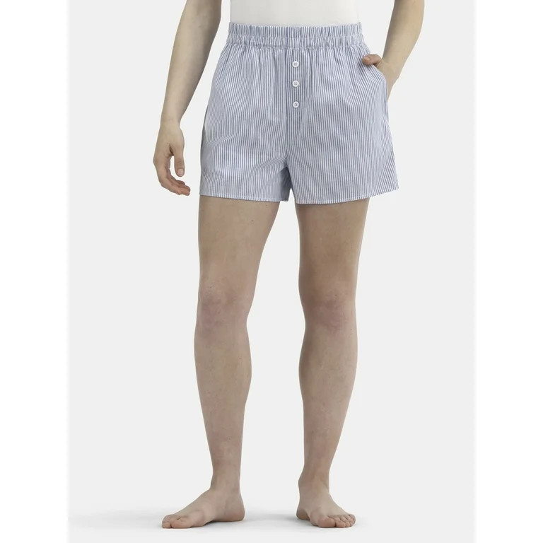 No Boundaries Cotton Boxer Shorts with Rollover Waist, Women's | Walmart (US)