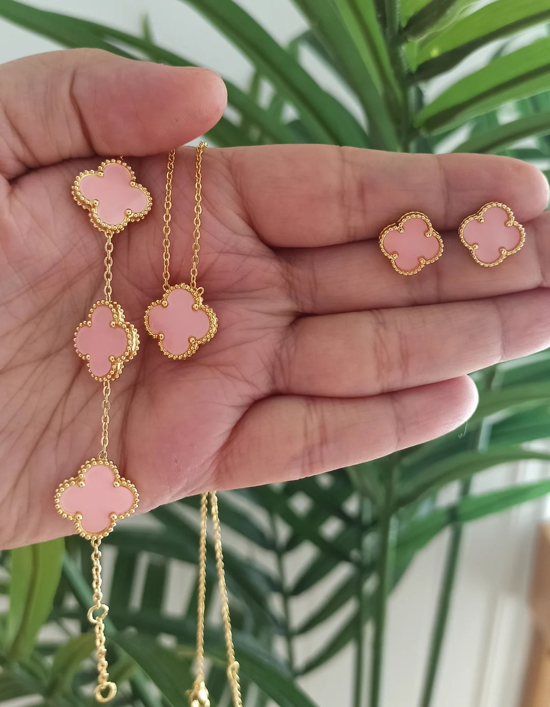 Four Leaf Clover Set, 18k Gold Plated Necklace, Ear Cuffs, Clover Bracelet, Clover Necklace, Stai... | Etsy (CAD)