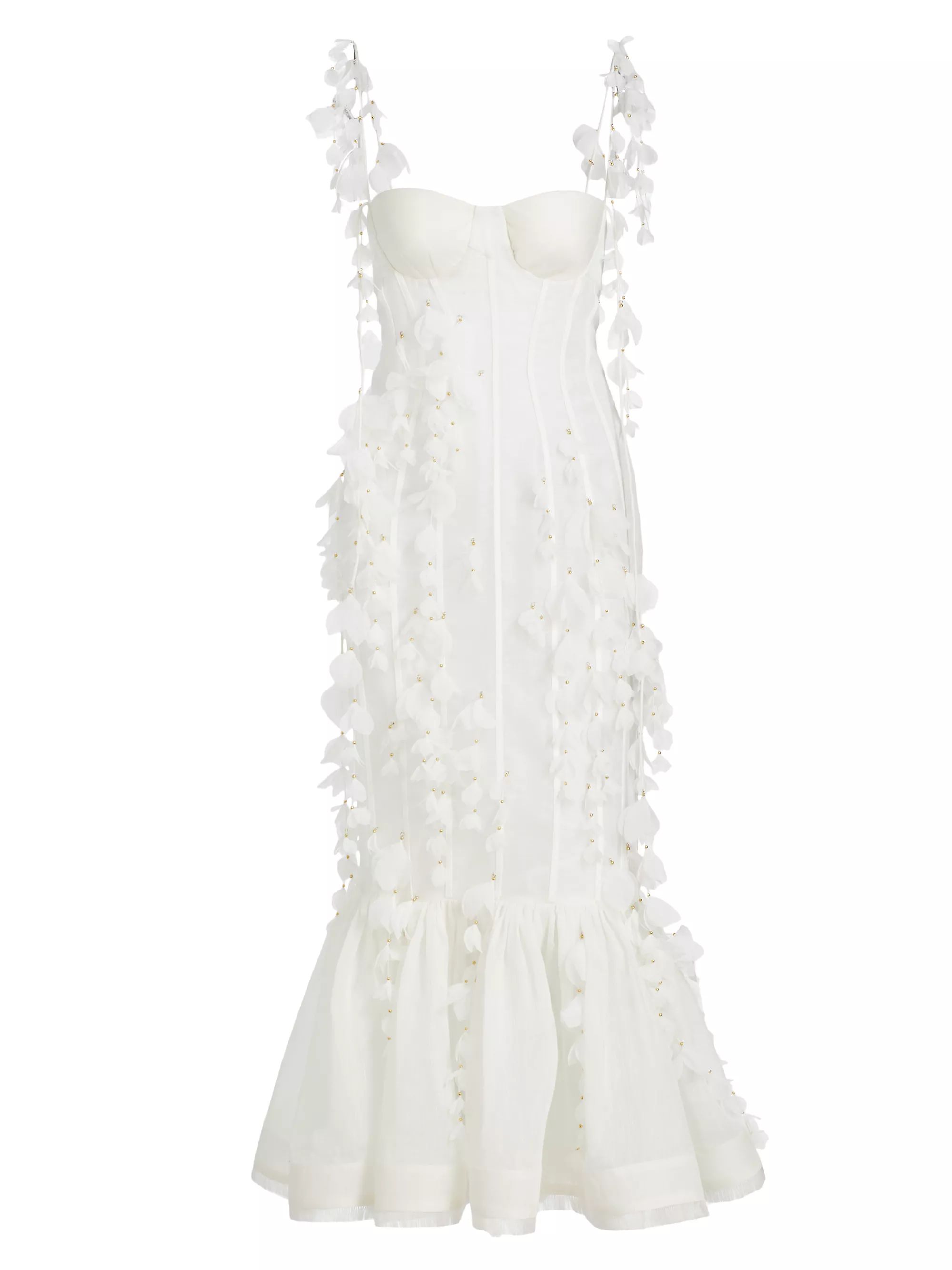 Petal Appliqué Linen-Silk Corset Gown | Saks Fifth Avenue