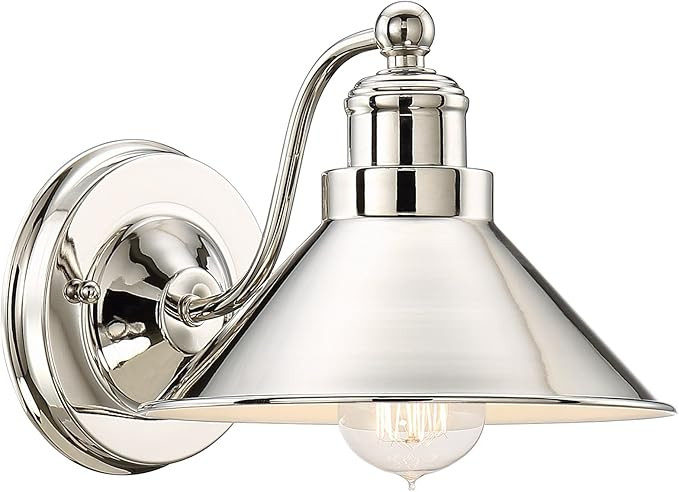 Kira Home Welton 8.5" Modern Industrial Wall Sconce, Polished Nickel Finish | Amazon (US)