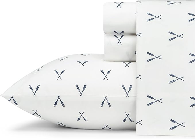 Eddie Bauer - Twin Sheets, Cotton Percale Bedding Set, Crisp & Cool Home Decor (Eddies Oar, 3 pie... | Amazon (US)