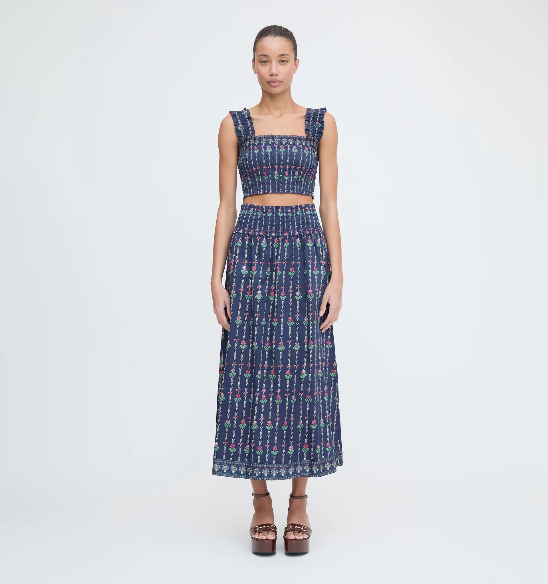 The Delphine Nap Skirt - Navy Trailing Fern | Hill House Home US