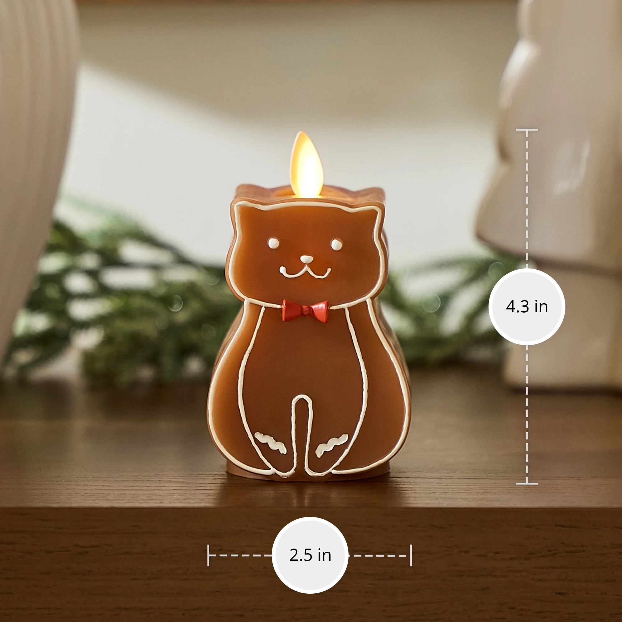 Gingerbread Cat Flameless Candle | Luminara