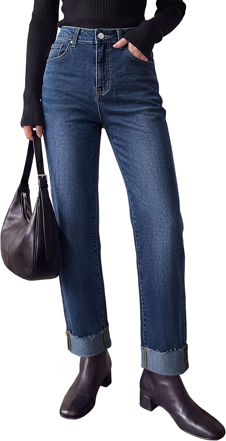 PRETTYGARDEN Women's Baggy Denim Jeans Wide Leg Pants | Amazon (US)