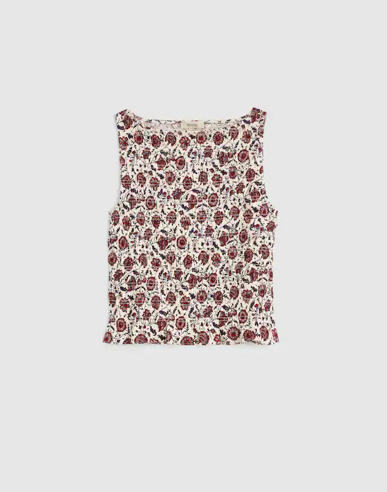 Smocked Boatneck Sleeveless Top | Madewell