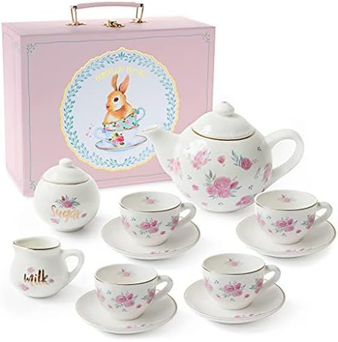 Jewelkeeper Porcelain Tea Set for Little Girls, Floral Design, 13 Pieces | Amazon (US)