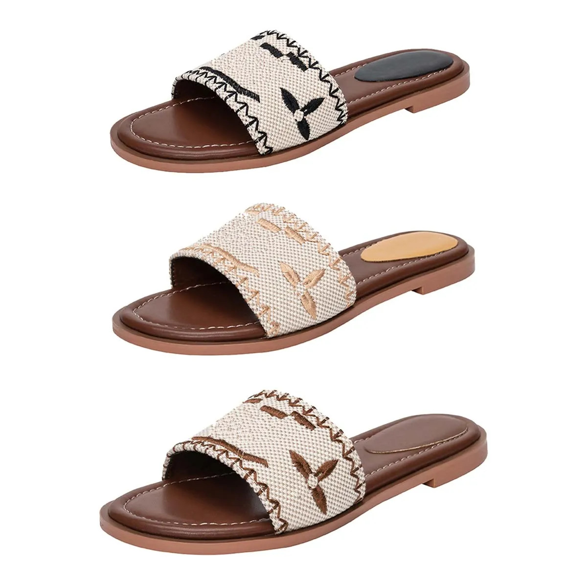 Designer Flat Sandals Luxury Slippers Women's Embroider Sandal Fashion flip flop Letter Slipper f... | DHGate