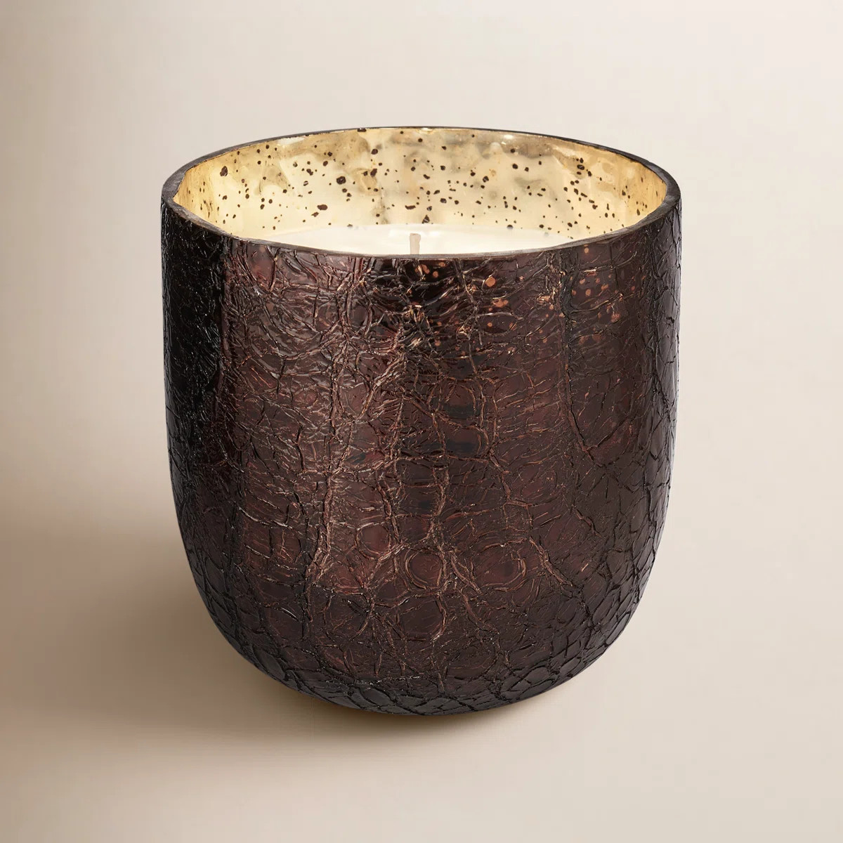 Noble Holiday Midnight Pumpkin Large Crackle Glass Candle | Wayfair North America