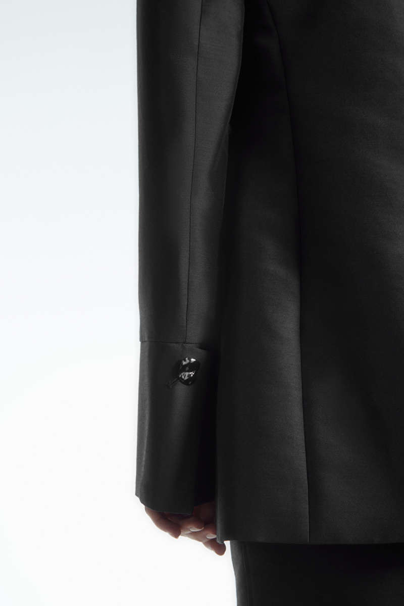 BROOCH-DETAIL WOOL-BLEND BLAZER - BLACK - COS | COS (EU)