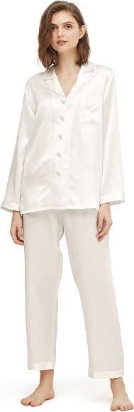 LILYSILK Silk Pajamas for Women Comfy 100% Mulberry Silk 19 Momme Pajama Set for Spring Summer Fall | Amazon (US)