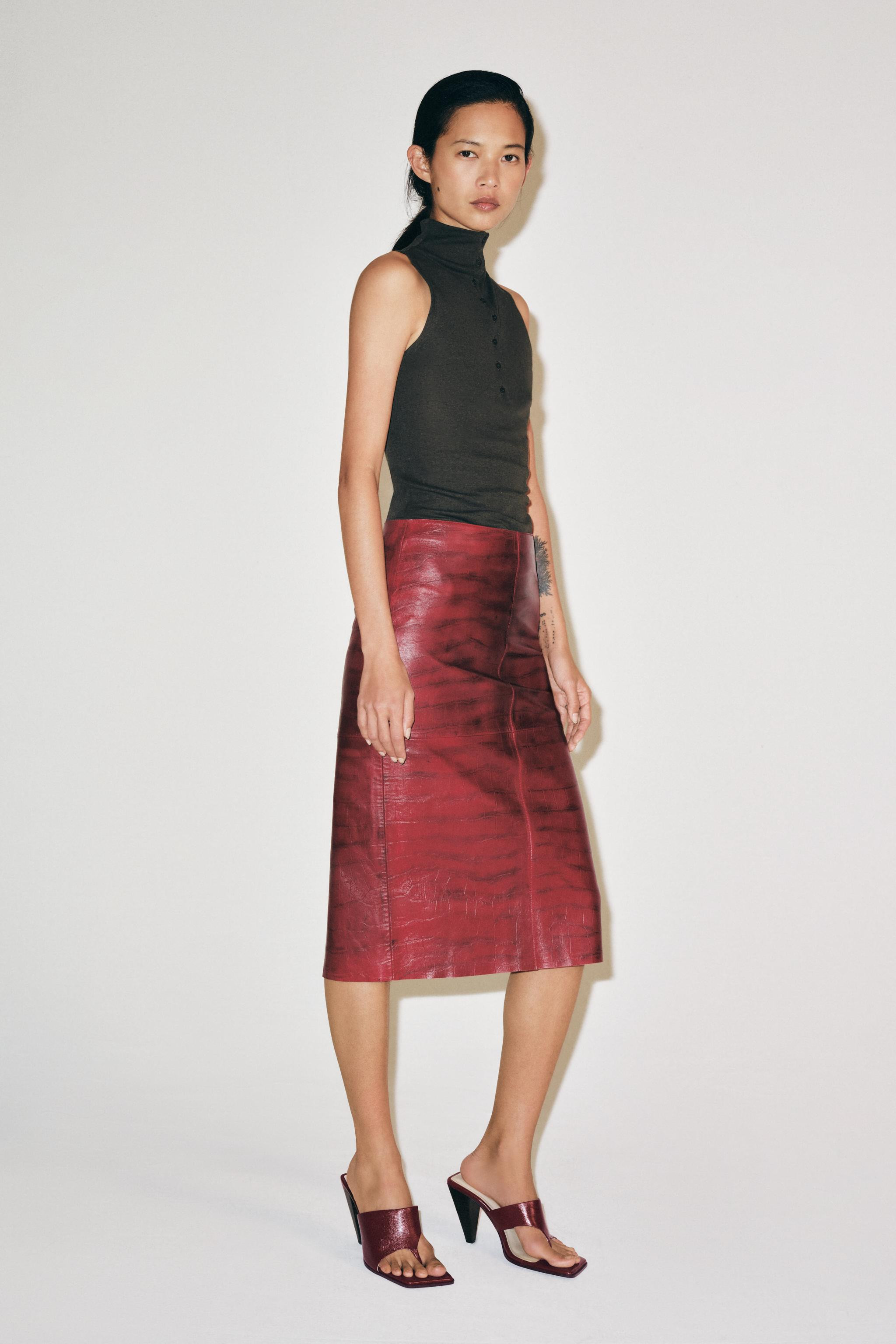 Leather heeled sandals. Front strap with toe loop. High asymmetric heel with a mix of materials. ... | Zara US