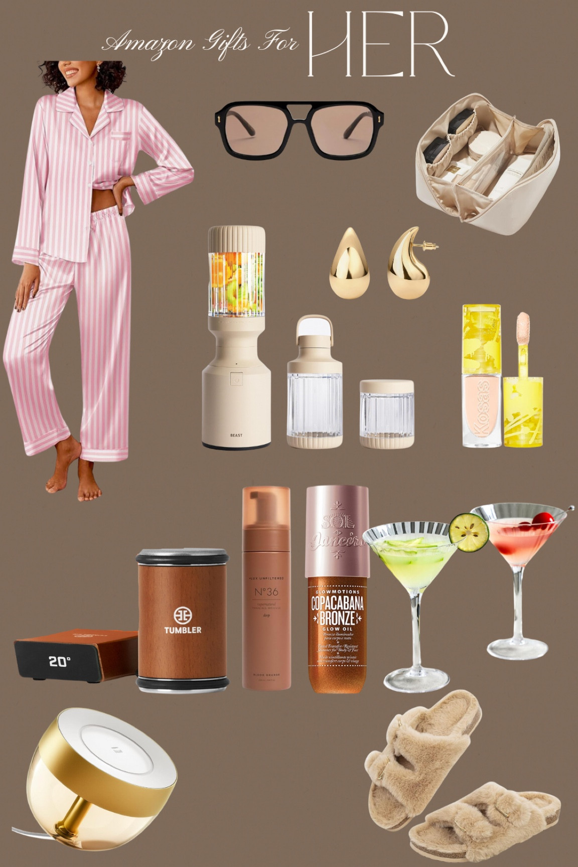 Gifts for her. Gifts for MIL. Gifts for mother in law. I have every single one of these items minus the blender and love them all!!! The pajamas fit tts but are a little short (perfect for someone 5’4” or below)! Slippers fit tts and are on sale!!! 

#LTKHoliday #LTKGiftGuide #LTKFindsUnder50