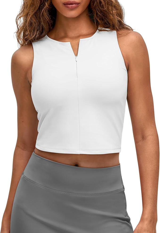 G4Free BareFeel Tennis Yoga Tank Tops Half Zip Workout Athletic Sleeveless Athleisure Tanks High ... | Amazon (US)