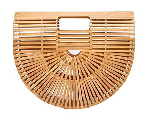 Bamboo Purse Gaia Handbag Tote Straw Half Moon Rattan Beach Bag for Women | Amazon (US)