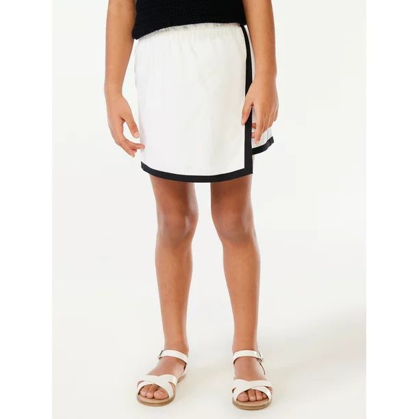 Scoop Girls Wrap Front Linen Blend Skort with Contrast Edge, Sizes 4-16 | Walmart (US)