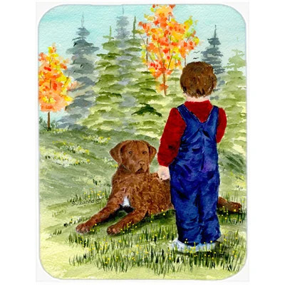 Caroline's Treasures Little Boy with His Chesapeake Bay Retriever Glass Cutting Board | Wayfair North America