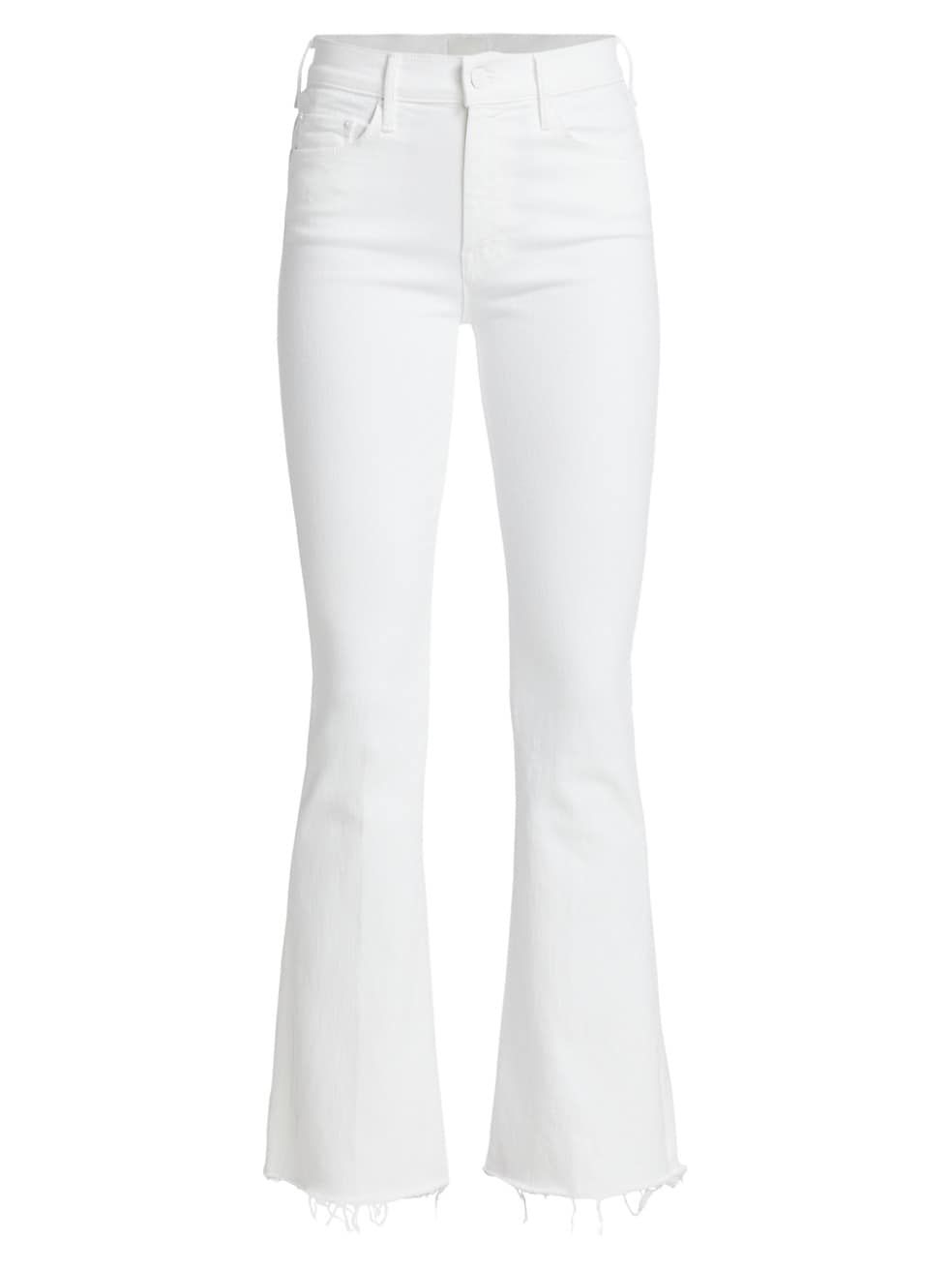 Mother The Weekender Mid-Rise Flare Fray Hem Jeans | Saks Fifth Avenue