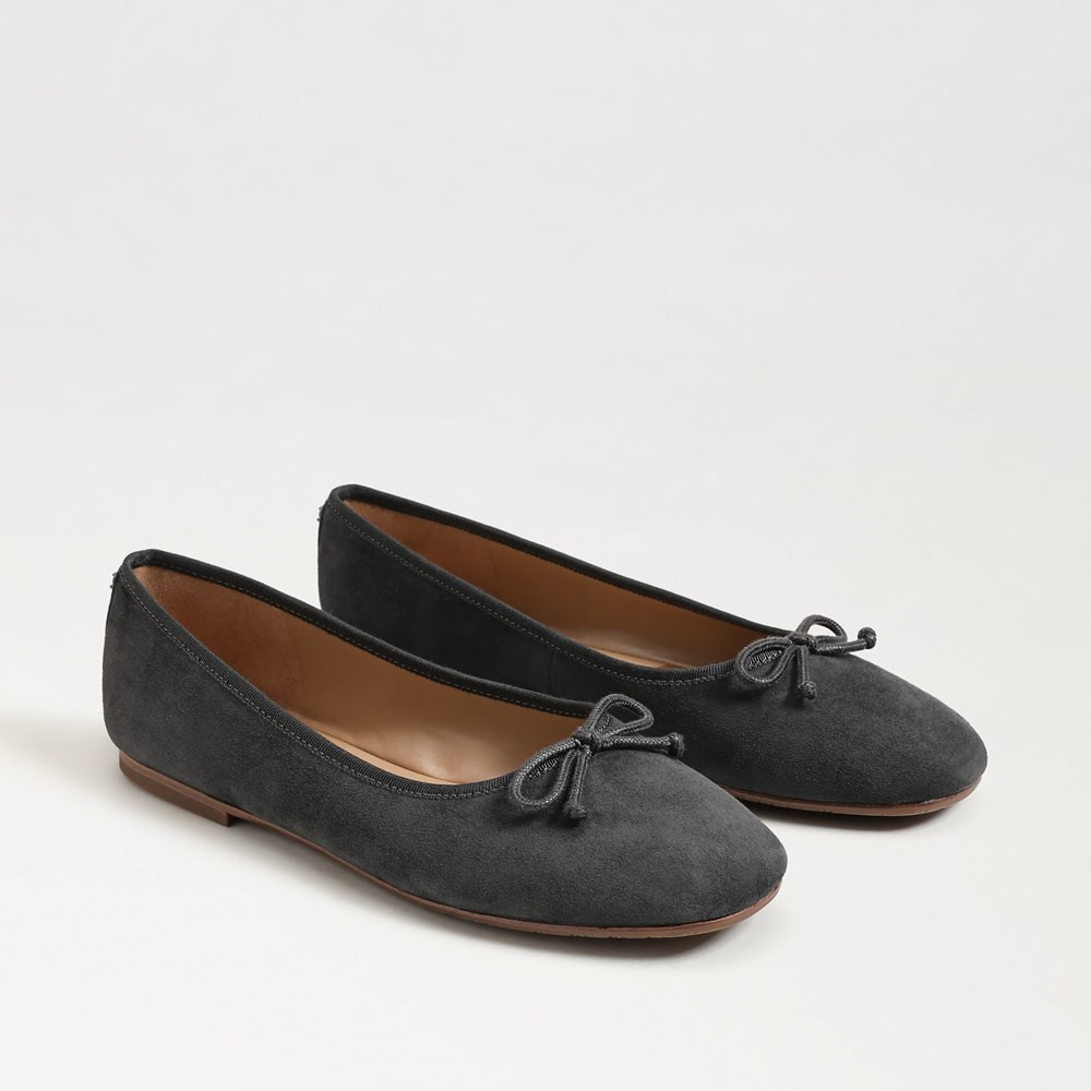 Sam Edelman Alie Ballet Flat Graphite Grey Suede | Sam Edelman