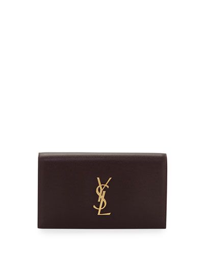 Monogram Kate Leather Clutch Bag, Bordeaux | Neiman Marcus