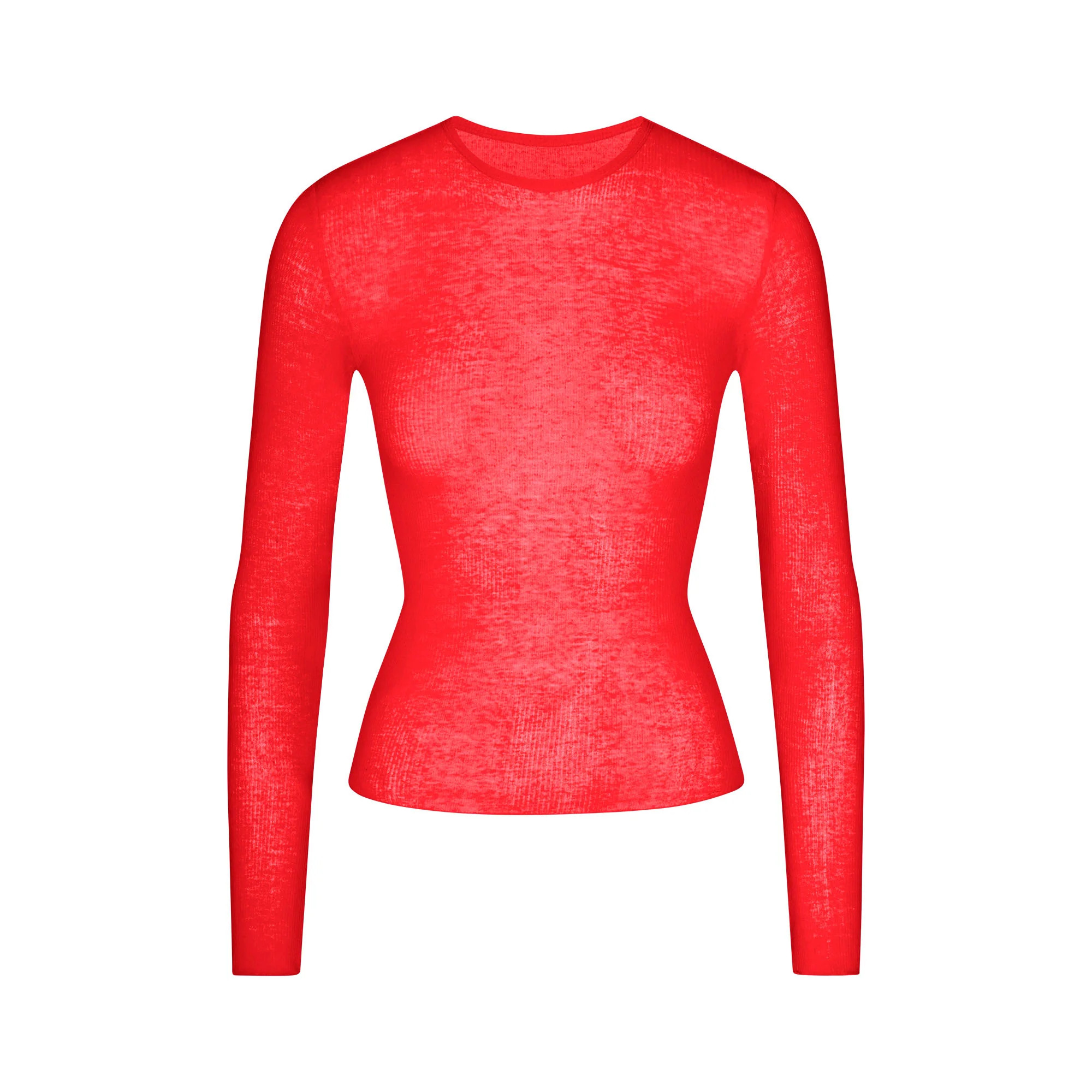 SHEER RIB LONG SLEEVE TOP | CARMINE | SKIMS | SKIMS (US)