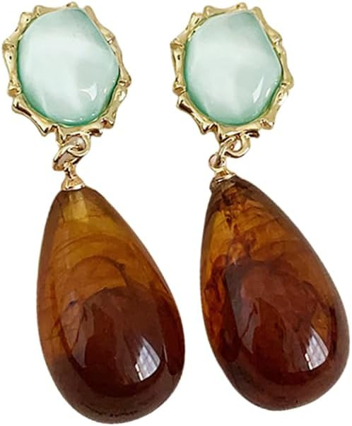 Vintage Amber Teardrop Dangle Earrings for Women Girls Hypoallergenic Lightweight Big Waterdrop R... | Amazon (US)