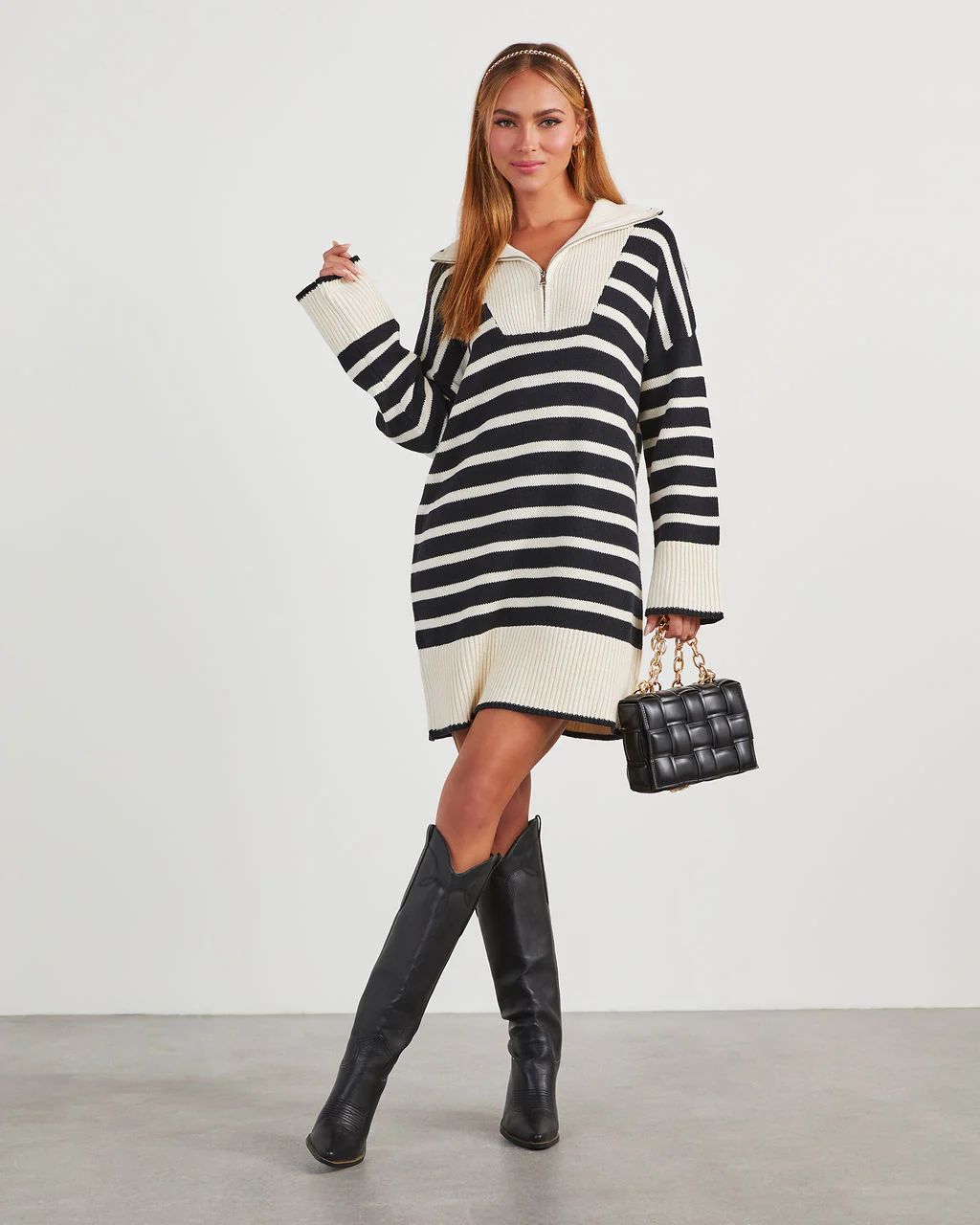 Tipton Striped Mini Sweater Dress | VICI Collection