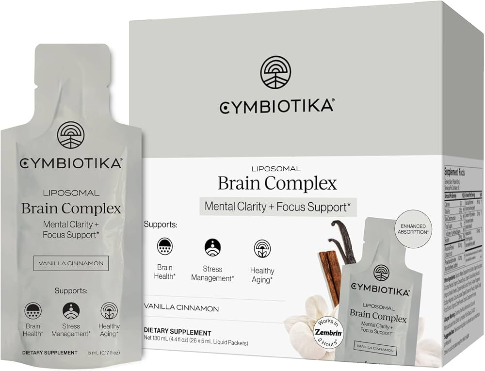 CYMBIOTIKA Liposomal Brain Complex Supplement with Zembrin\u00ae, Brain Health, Stress Management... | Amazon (US)