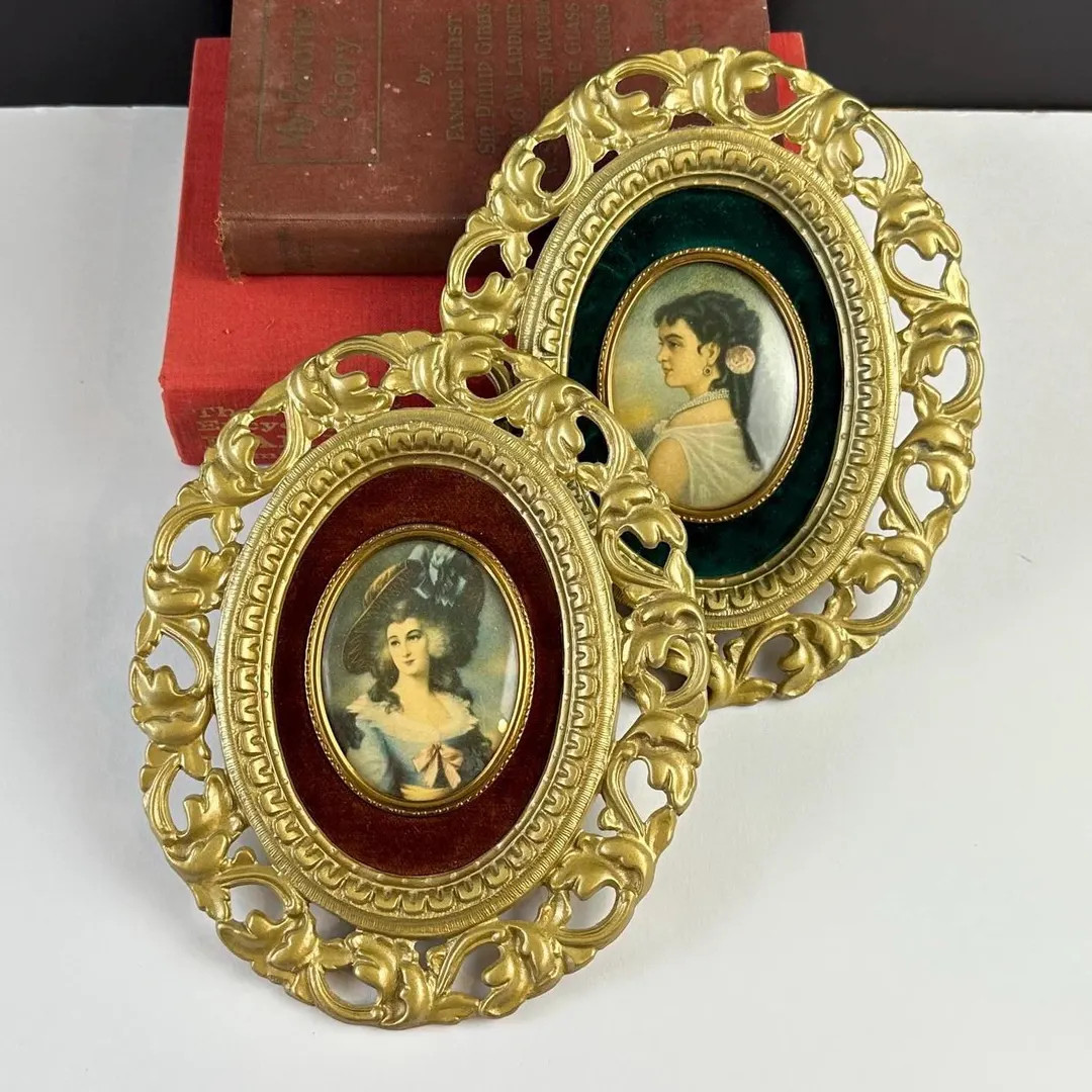 Vintage Set of Gold Ornate Cameo Frames, Gallery Wall Art, Unique Housewarming Gift, Victorian La... | Etsy (US)