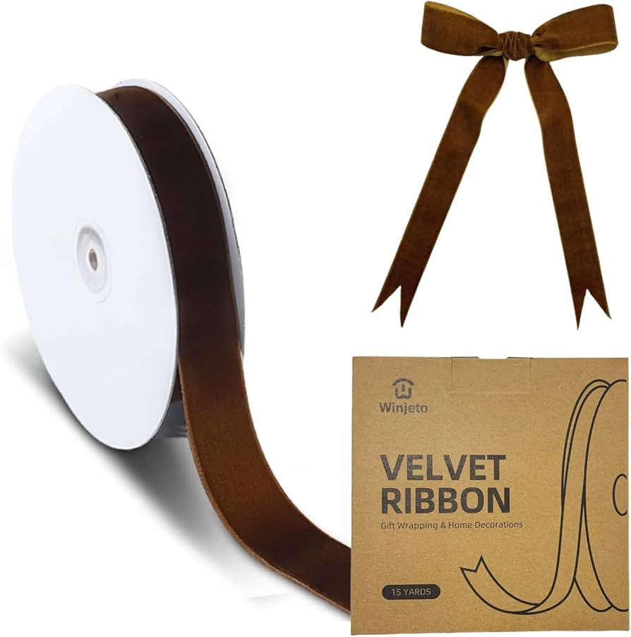 15 Yards Velvet Ribbon 1 Inch Single Face Brown Velvet Ribbon Spool Prefect for Wedding, Ribbons ... | Amazon (US)