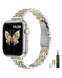MioHHR Slim Metal Band Compatible with Apple Watch Band 49mm 46mm 45mm 44mm 42mm（Series 3/2/1... | Amazon (US)