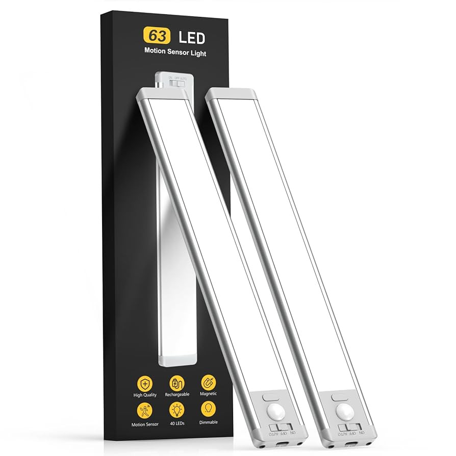 Under Cabinet Lighting, 14.7" Rechargeable Motion Sensor Light Indoor, 2 Pack Magnetic Dimmable C... | Amazon (US)